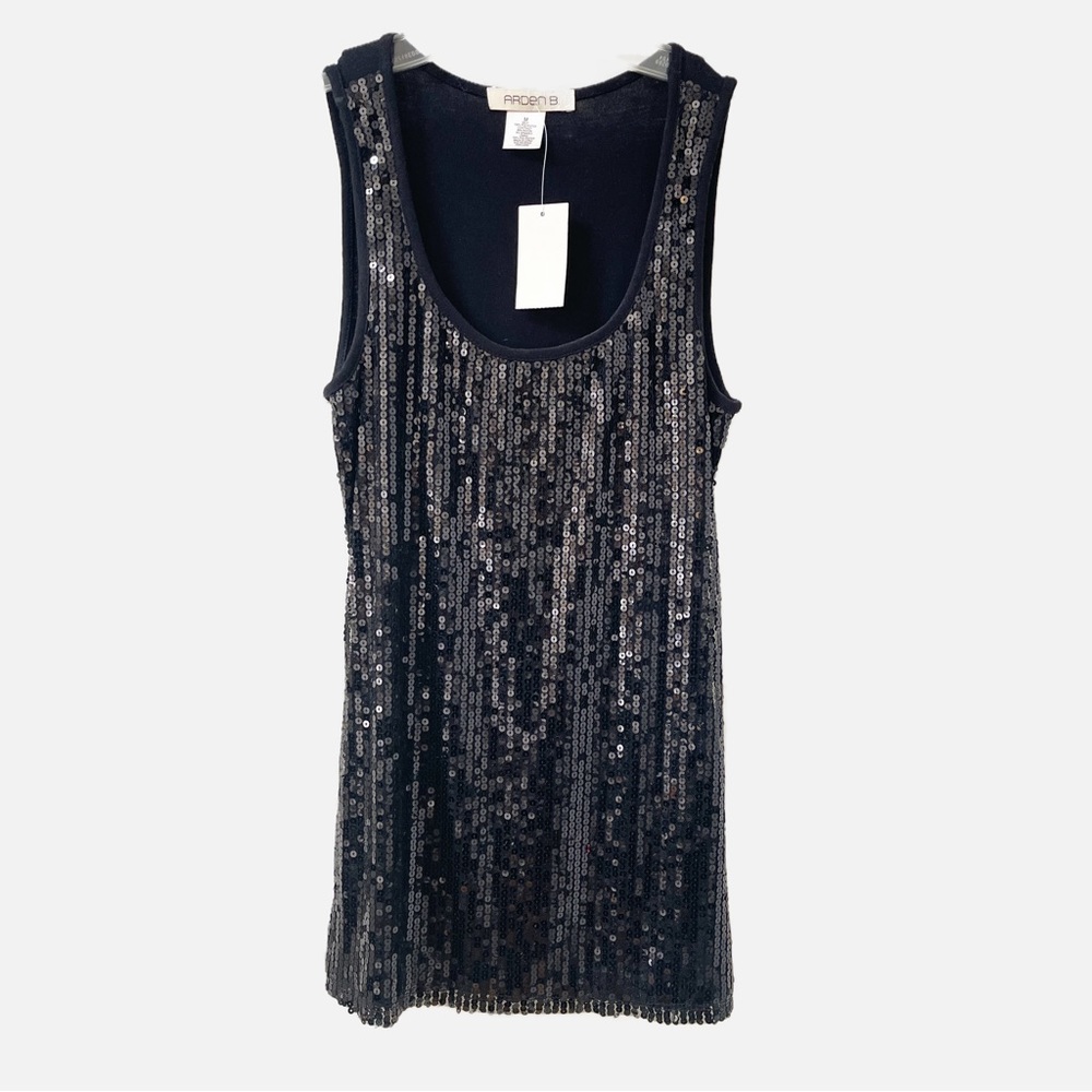 Arden B Black Sequin Tank Top Size M